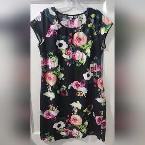 Merona Black and Pink Floral Mini Dress